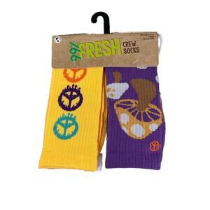 Mens Crew Socks 5 Pack Mushroom Peace Size 6 To 12 Novelty Gift Colorful